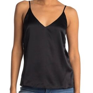 NWT L’Agence Gabriella V Neck Tank | Black Charmeuse M